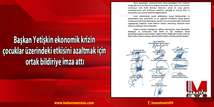 Başkan Yetişkin ekonomik krizin çocuklar üzerindeki etkisini azaltmak için ortak bildiriye imza attı