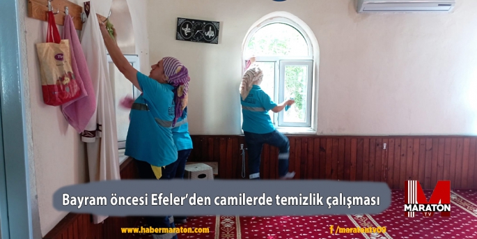 Bayram öncesi Efeler’den camilerde temizlik çalışması