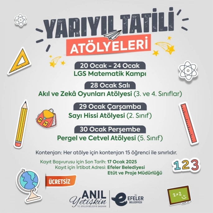 EFELER BELEDİYESİ’NDEN ÇOCUKLARA YARIYIL TATİLİ ATÖLYELERİ