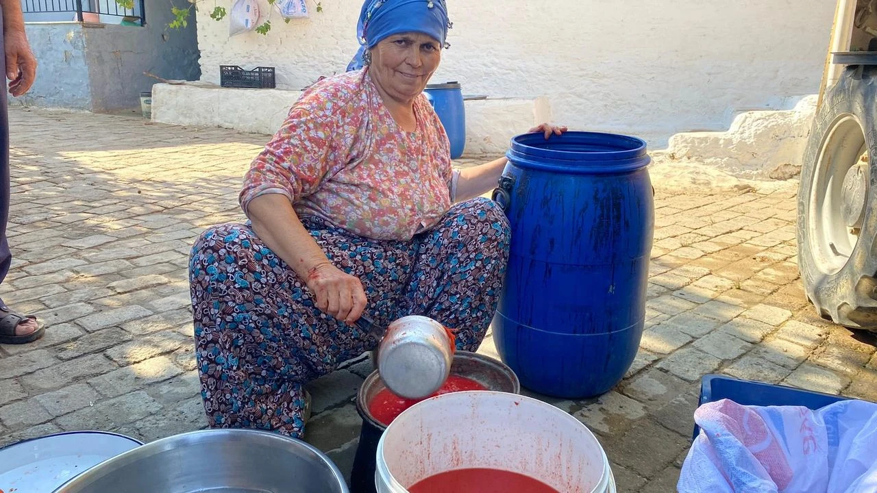 Germencik’te kendi salçasını kendisi yapıyor