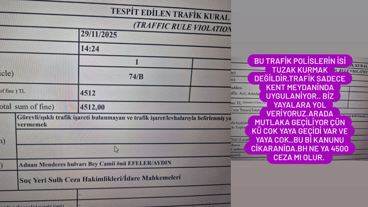 Aydınlı vatandaştan trafik cezasına tepki: “Kent meydanı tuzak gibi kullanılıyor”