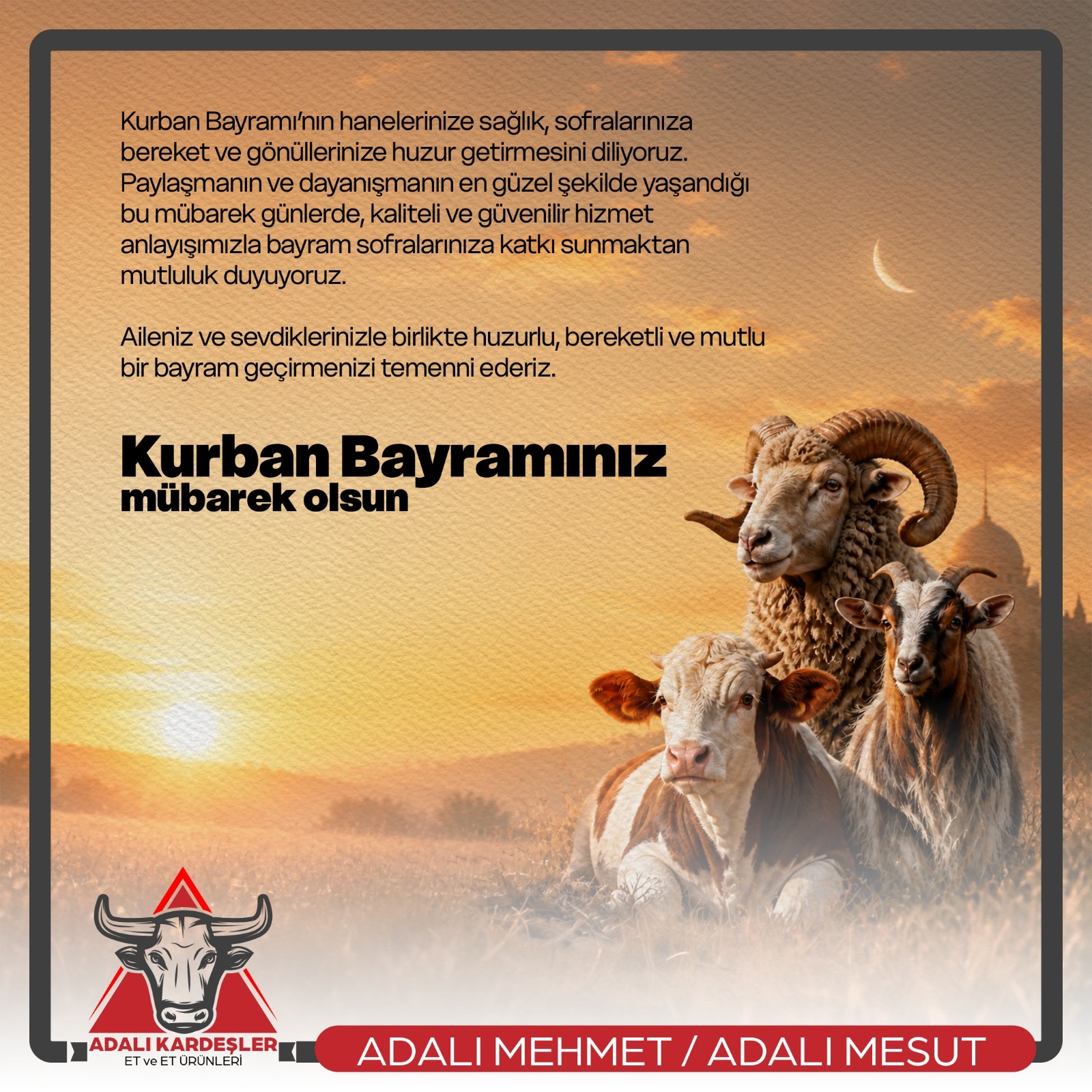 Adalı Kardeşler Kurban Bayramı İlanı