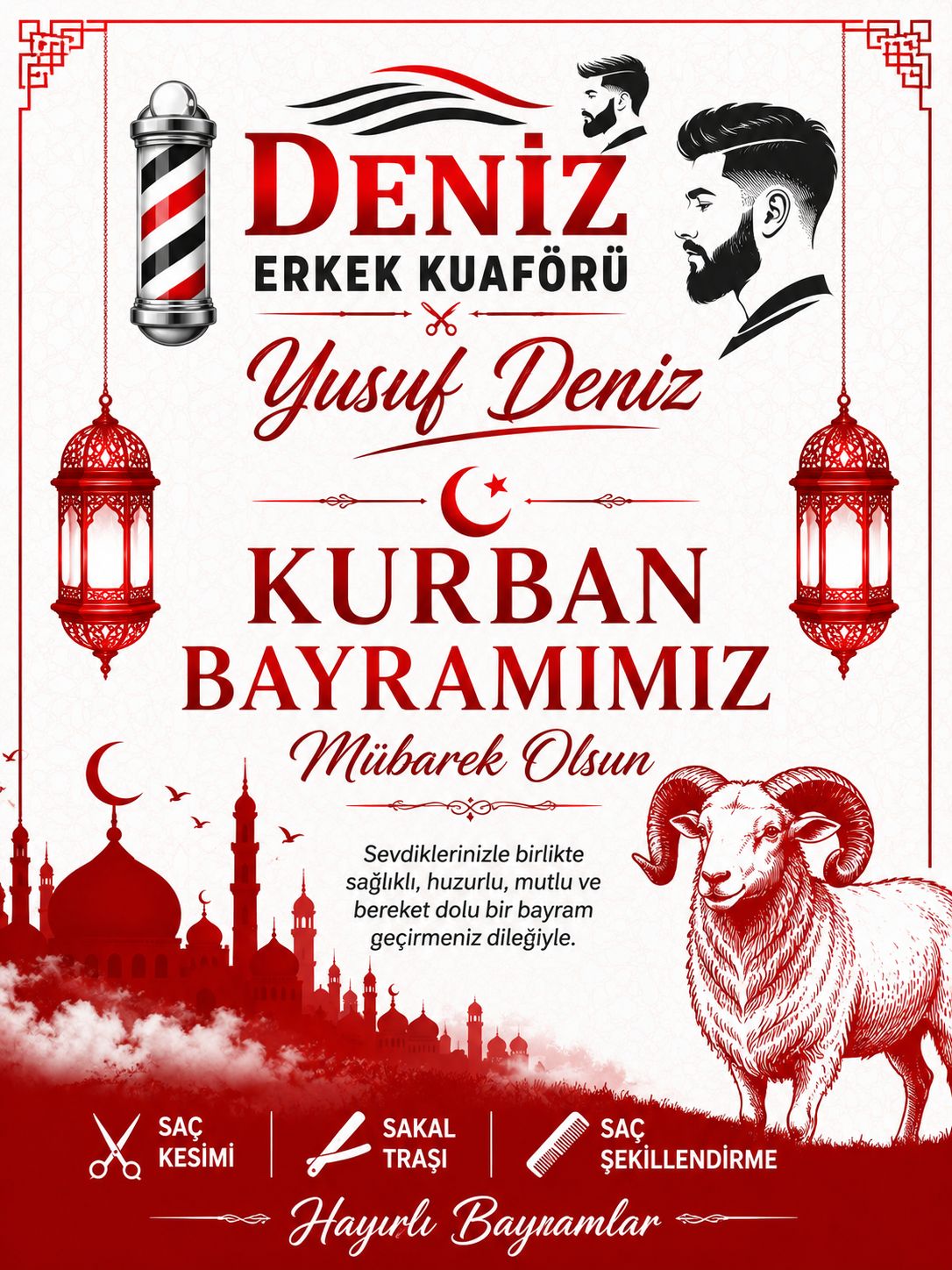 Deniz Erkek Kuaförü Kurban Bayramı İlanı