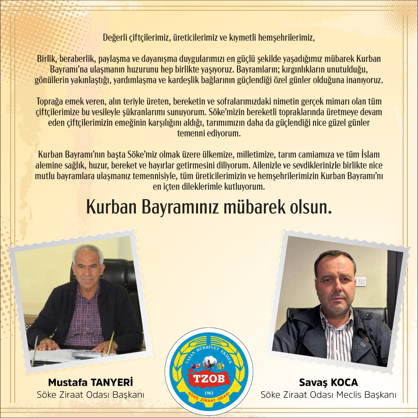 Söke Ziraat Odası Kurban Bayramı İlanı