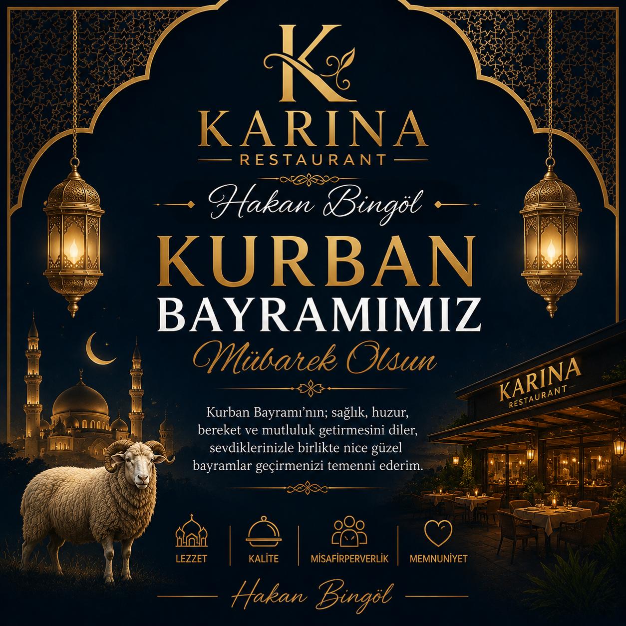Karina Restaurant Kurban Bayramı İlanı