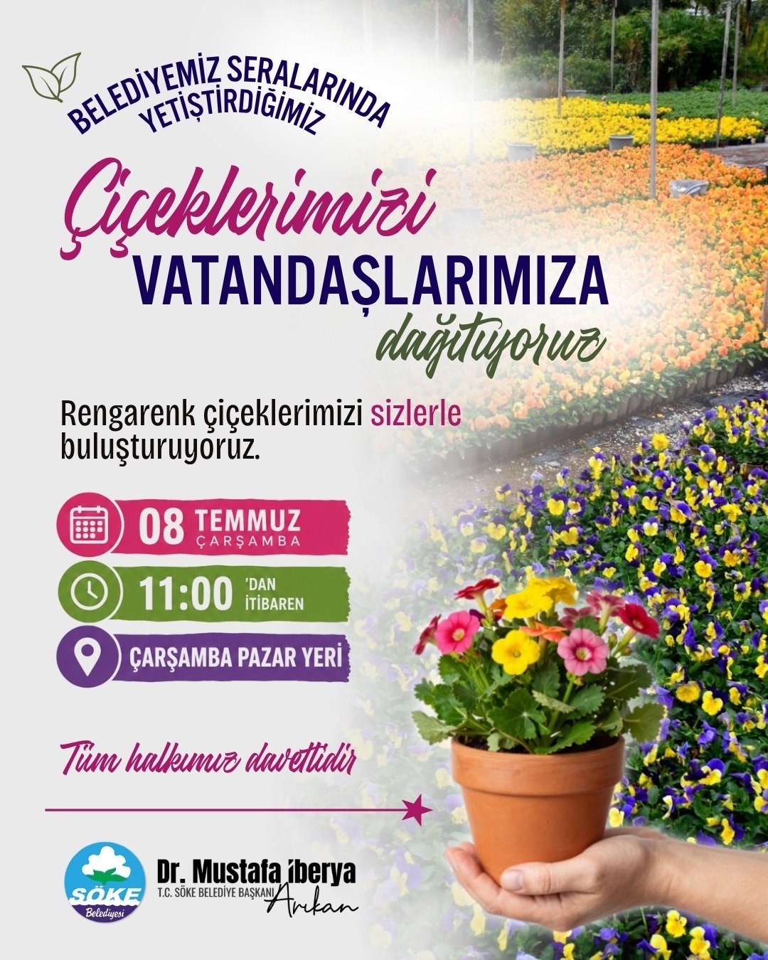 SÖKE BELEDİYESİ’NDEN VATANDAŞLARA MEVSİMLİK ÇİÇEK DAĞITIMI