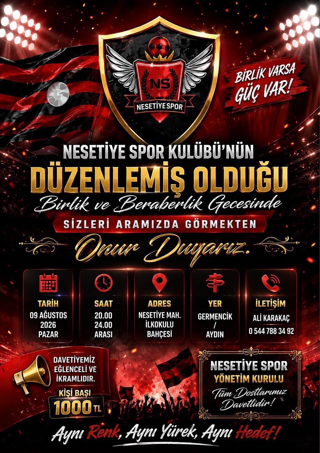 Neşetiyespor’dan Süper Amatör Lig öncesi destek gecesi