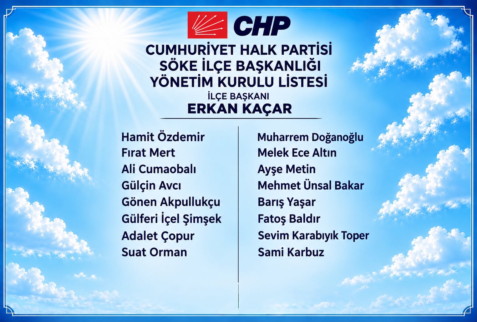 CHP Söke İlçe Yönetim Kurulu Listesi Açıklandı
