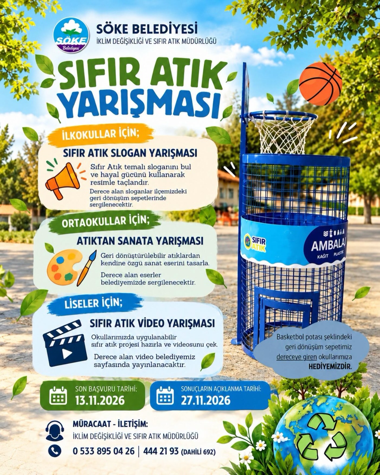 SÖKE BELEDİYESİ’NDEN ÖĞRENCİLERE SIFIR ATIK YARIŞMASI